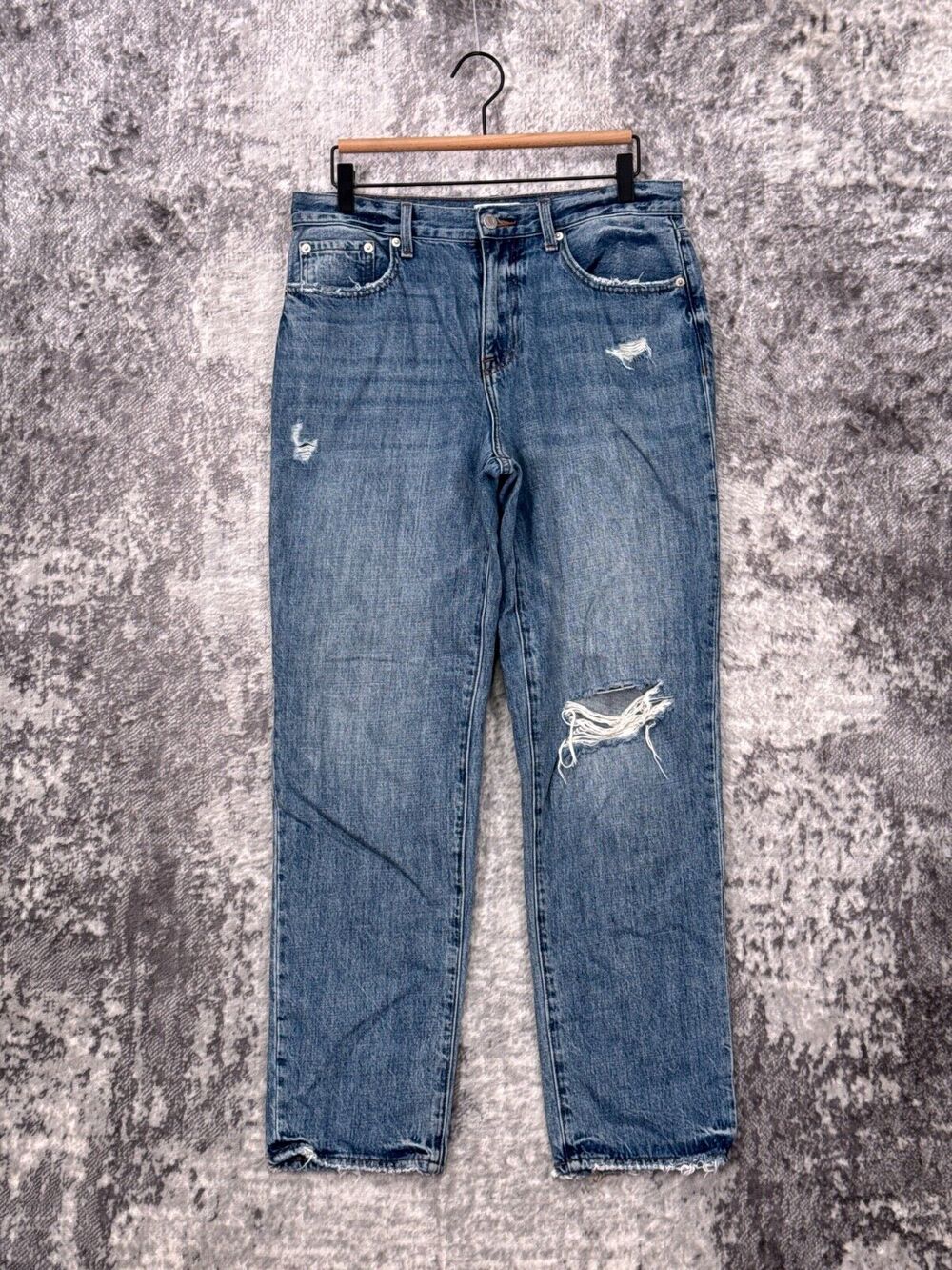Pistola Jeans 27 Womens Presley High Rise Relax Straight Distressed Denim